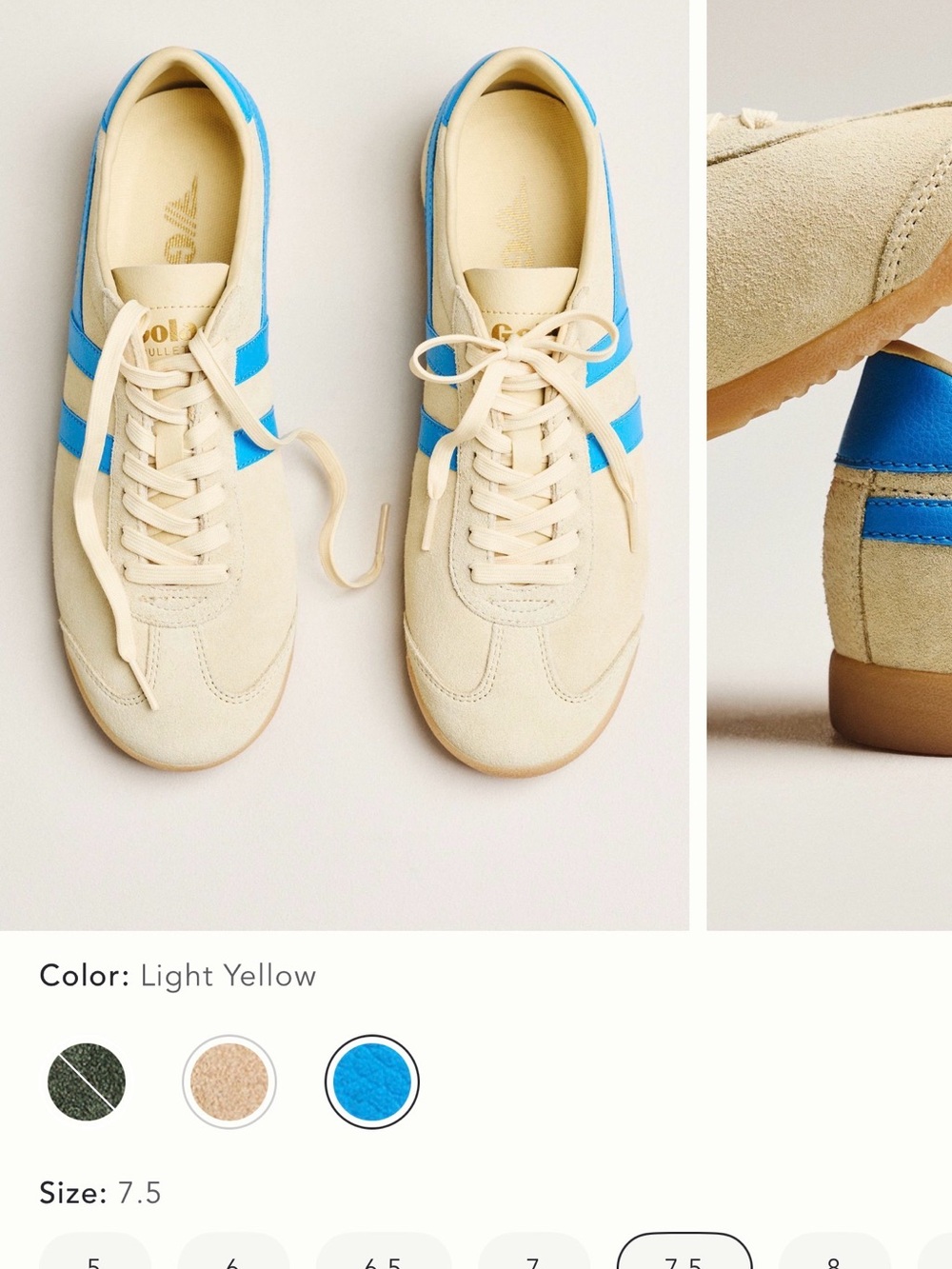 New Never Worn Gola Light Yellow & Blue Bullet Women's Sneakers 7.5 - Picture 2 of 5